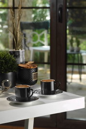 Hermia Juego de Tazas de Café y Platillos de Porcelana Multicolor